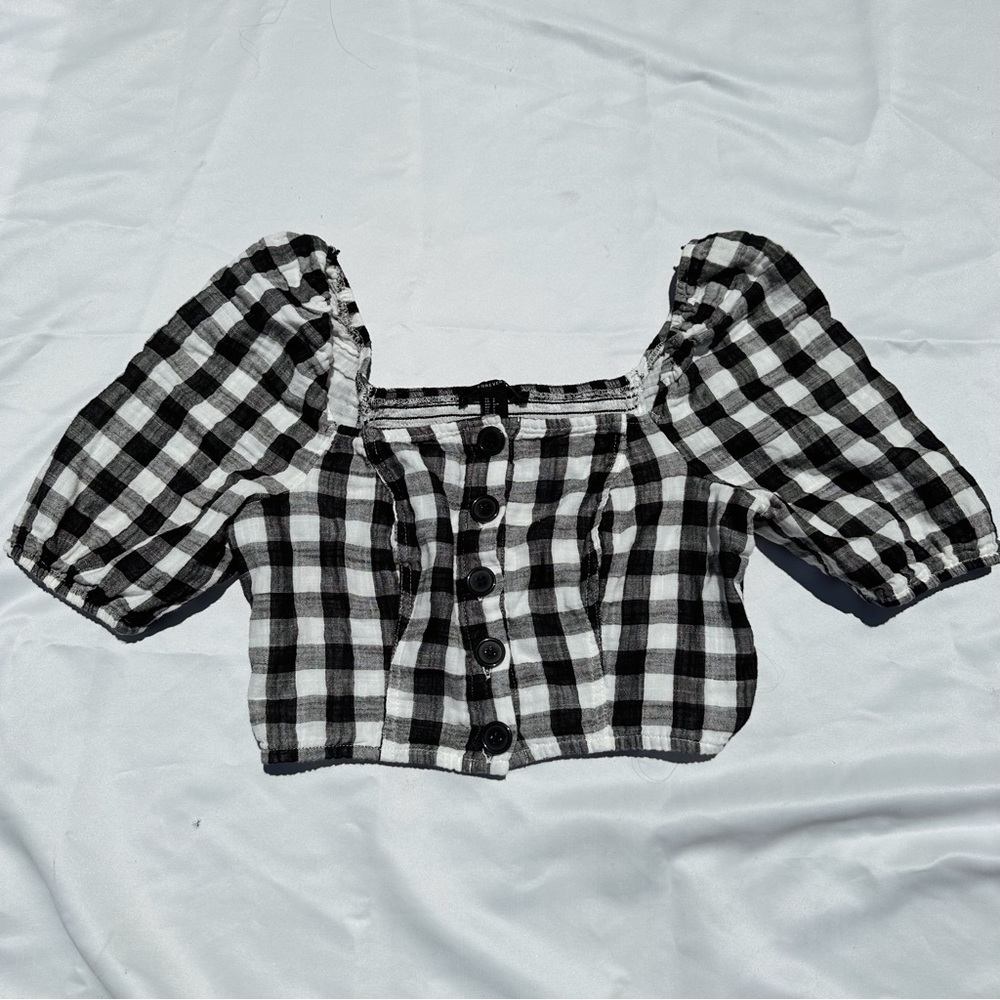 Plaid Gingham Button up Crop Top